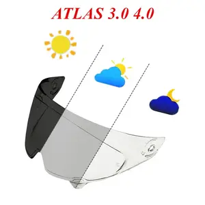RUROC Atlas 3.0 Helmet Visor for ATLAS 3.0 4.0 Motorcycle Helmets Anti-UV Photochromic Lens Replacement Silver Red Plating
