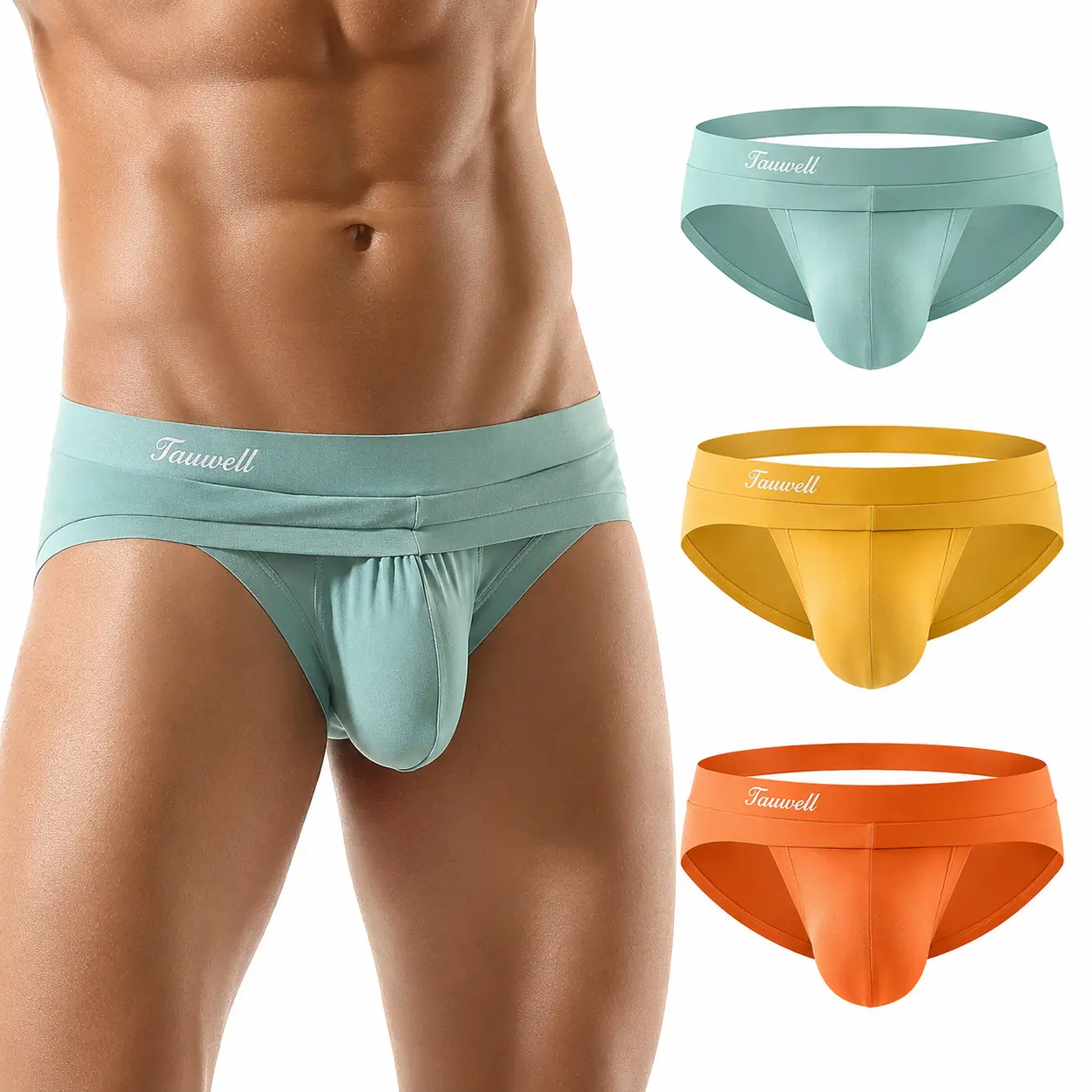 Tauwell Men’s Low Rise Briefs with 3D Contour Pouch, Soft Stretch Underwear, Wide Waistband, Full Back Coverage for Everyday Wear, Lounge & Travel-24109