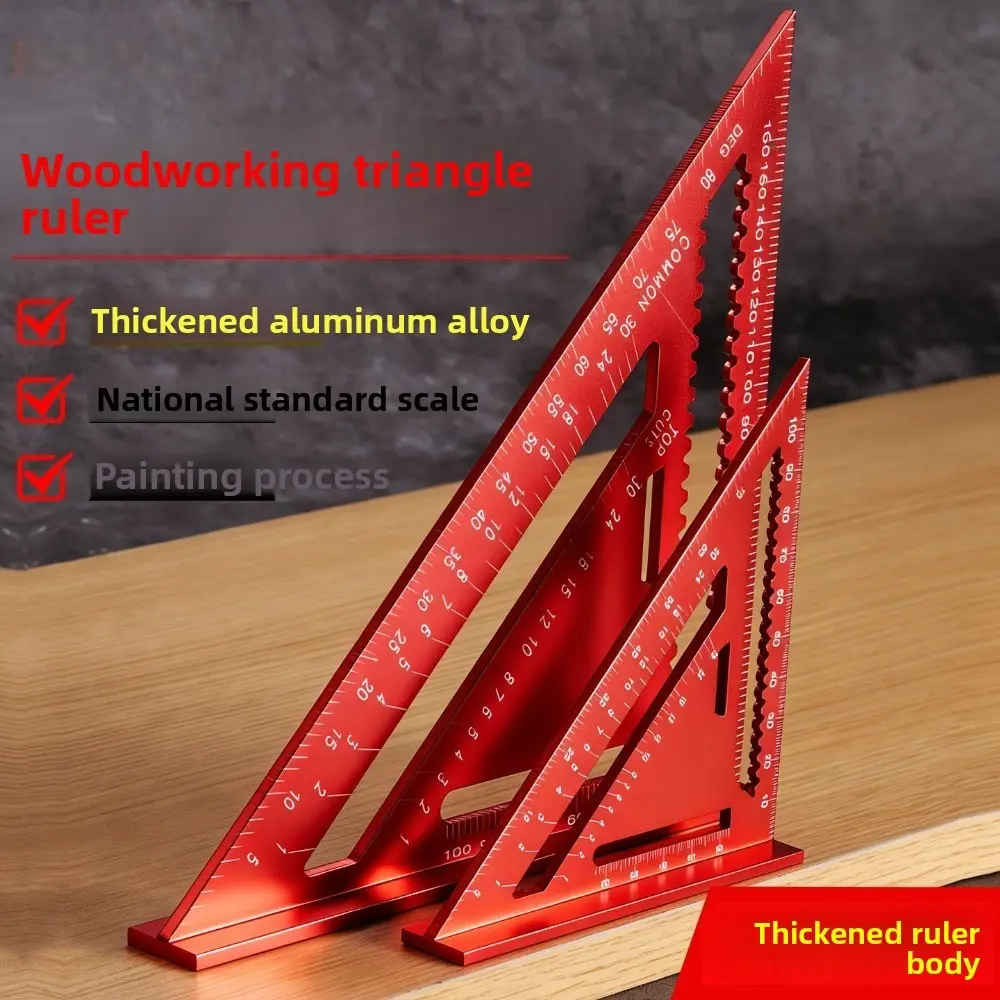 Multifunctional High-Precision Aluminum Woodworking Triangle, Thickened Wear-Resistant Rust-Proof 90-Degree Beveled-Free Triangle