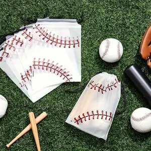 20pcs, Drawstring Baseball Party Bag, Bundle Storage Bag, Cosmetics Storage Bag, Baseball Gift Bag, Boys' Birthday Baseball Theme Party Supplies, Party Bag, Party Gift Bag, Craft Tote Bag, Party Favors
