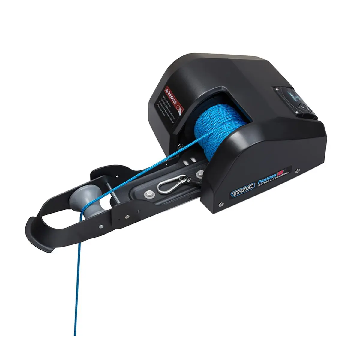 Trac Outdoors 69003 Pontoon 35-G3 Electric Anchor Winch - 12V DC, 100' Pre-Wound Double Braid Anchor Rope, Assembly Hardware, High-Efficiency, Excellent Holding Power