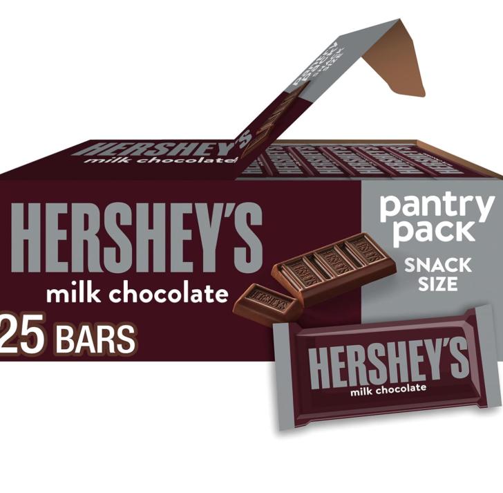 HERSHEY'S Milk Chocolate Snack Size, Candy Bars, 11.25 oz (25 Pieces)