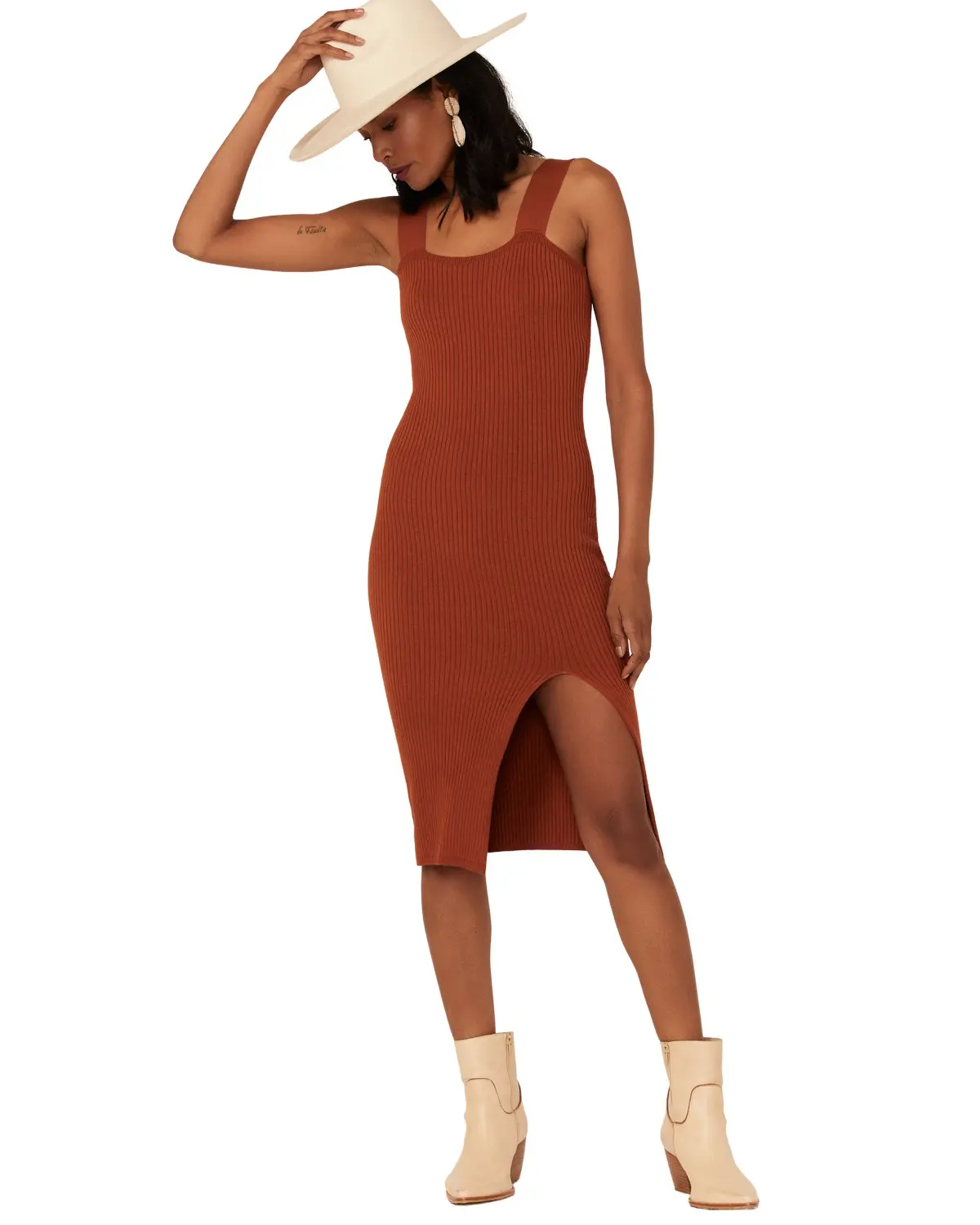 Shyanne Women's Women'S Ribbed Sweater Knit Midi Bodycon Dress - Swsp22d54-Rst