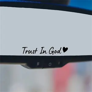 Trust in God Car Rearview Mirror Sticker, Inspirational Auto Decal, Positive Quote Vinyl Sticker for Cars, Car Truck Decal, Durable and Easy to Apply