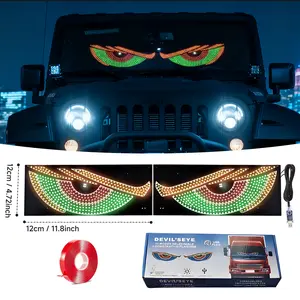 Customizable Programmable LED Devil Eyes Car Display Logo, Eye-catching LED Eye Lights Suitable for Cars, SUVs, Pickups, Trucks, Vans, and Other Vehicle Types - Unique Decorative Car LED Accessories with Dynamic Visual Effects