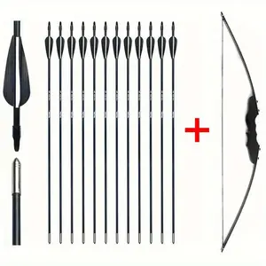 40-pound adult recurve bow archery set + 12 28-inch fiberglass hunting arrows traditional
