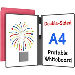 12" x 9" Portable Double-Sided Folding Small Dry Erase White Board with Pen (Pink)