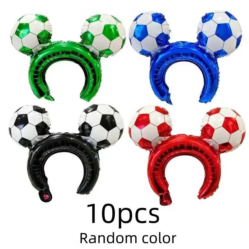 10pcs Football Sports Cheer Props, Party Decoration Supplies, Soccer Shaped Handheld Aluminum Banner, Fan Cheer Football Theme Party Decorations, Party Pack