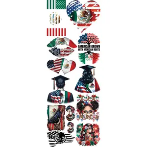 Premade Mexican American DTF Transfer for Fabric Crafts - Ready to Press, Direct to Film Transfer, Quick Shipping