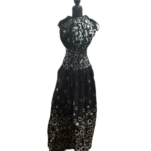 Trends By Scorp Women's Lady Casual Wear African Ankara Print Black and White Smokey Statement Dress - Unique Patterns, Elegant Piece
