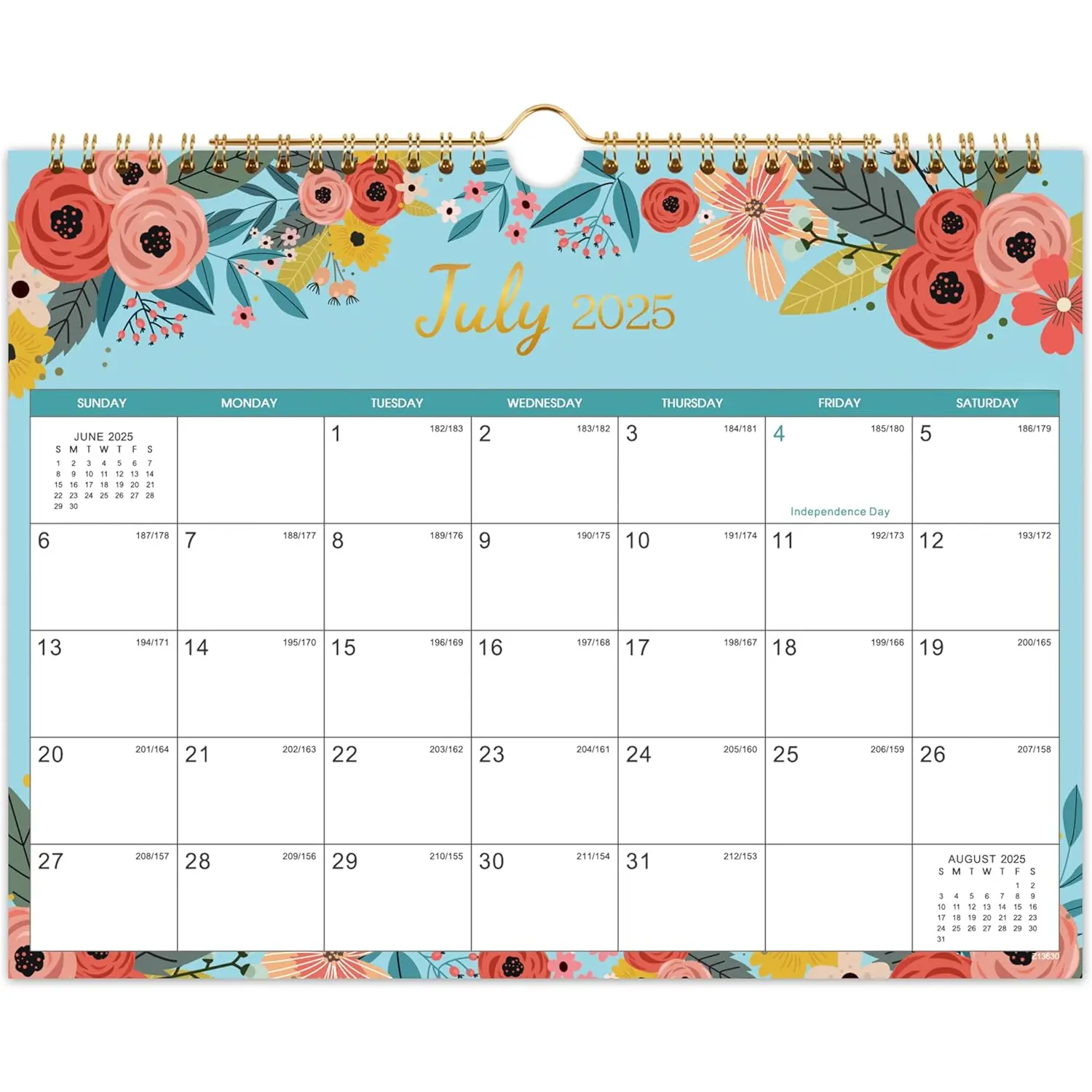 Calendar 2025-2026 Wall - 2025-2026 Calendar, Jul.2025 - Dec.2026, 11" x 8.5", 18 Month Calendar 2-in-1 with Notes + Thick Paper + -wire Binding - Floral