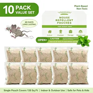 Mouse & Rat Repellent Pouches, Natural Peppermint Lemongrass Oil Rodent Deterrent, Safe for Pets & Kids, Long Lasting Up to 60 Days, Indoor Outdoor Car Garage Kitchen Warehouse Rodent Repellent, No Mess Mouse Deterrent Bags