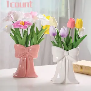 1pc Bow Vase, Home Decor Vase, High-Value Desktop Decor, Storage Cylinder, Entryway Organizer, Birthday Gift, Holiday Present, No Flowers Included