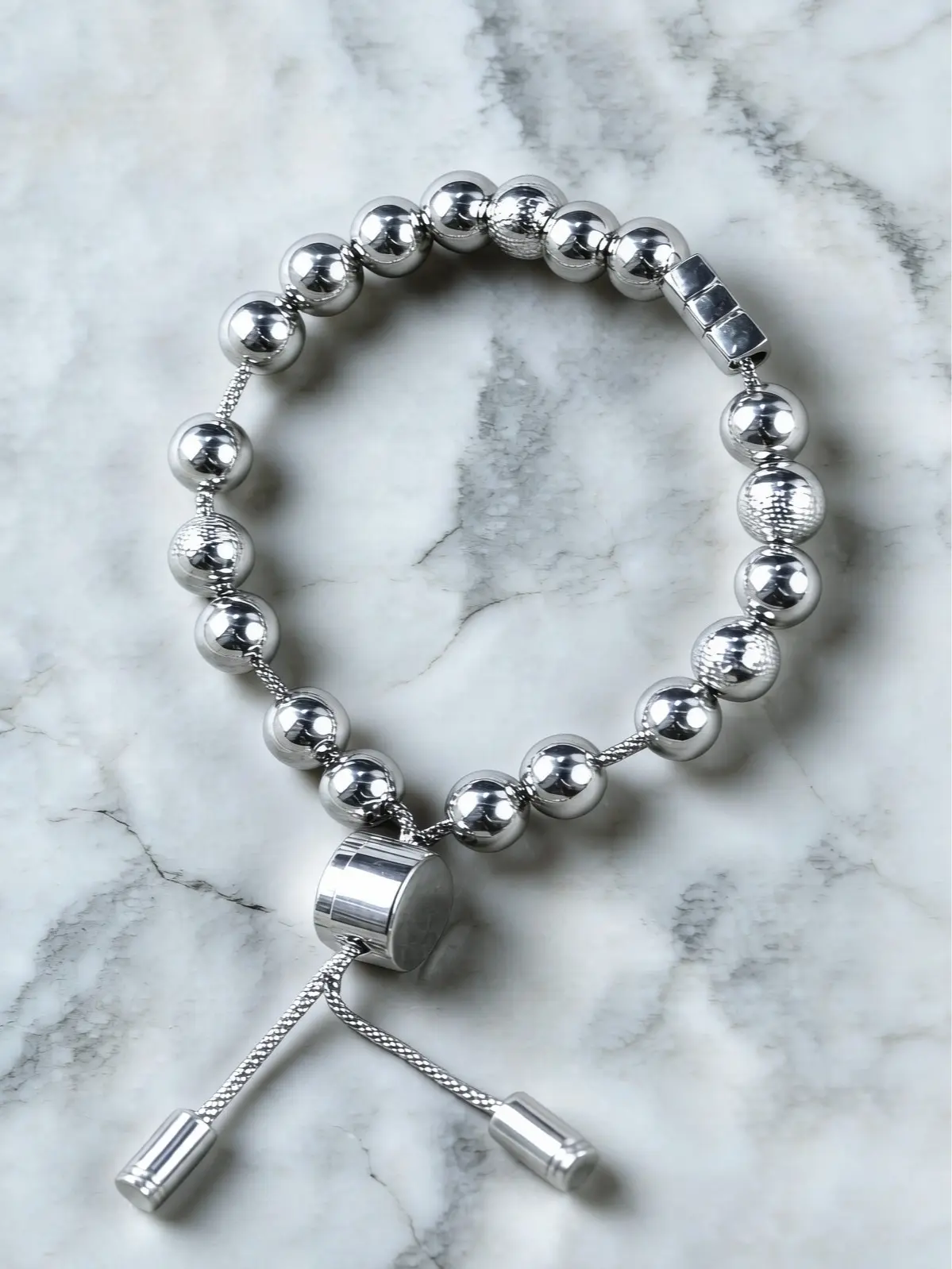 Unisex Silver Pearl Adjustable Chain Bracelet - Clean-Girl Aesthetic, Stackable, Minimalist Fashion Costume Jewelry for TikTok Shop