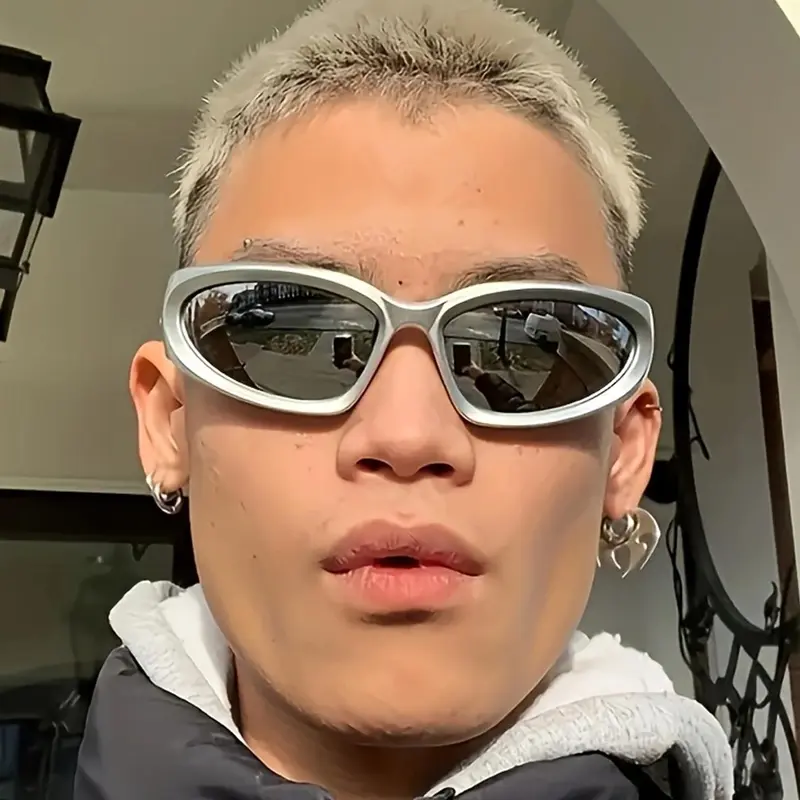 Unisex Y2K Future Style Glasses, Trendy Casual Sunglasses for Everyday Use, Stylish Sunglasses, Fashion Accessories for Outdoor Activities, Trendy Shades, Mirrored Lens Sunglasses, Fashionable Sunglasses
