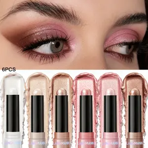 6Pcs Radiant Eyeshadow Pen Set Long Lasting Smooth Makeup Waterproof Sweatproof Body Highlight Pencil Shimmery Multi Use Contour Stick Daily SummerVibes Cosmetics