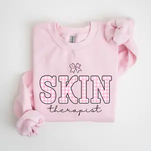 Skin Therapist Sweatshirt • Esthetician Coquette Sweater • Esthetician shirt • Skin Therapist Gift • Skincare Pink Gingham • Esthetics School Crewneck Unisex Hoodie Medium