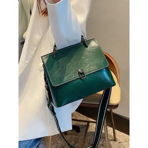 Women's Leather Handbag Shoulder Bag, Leather Satchel Purse, Fixed Handle + Detachable Wide Strap, Multi-Layered, Magnetic & Zip Design, Business Casual Fashion