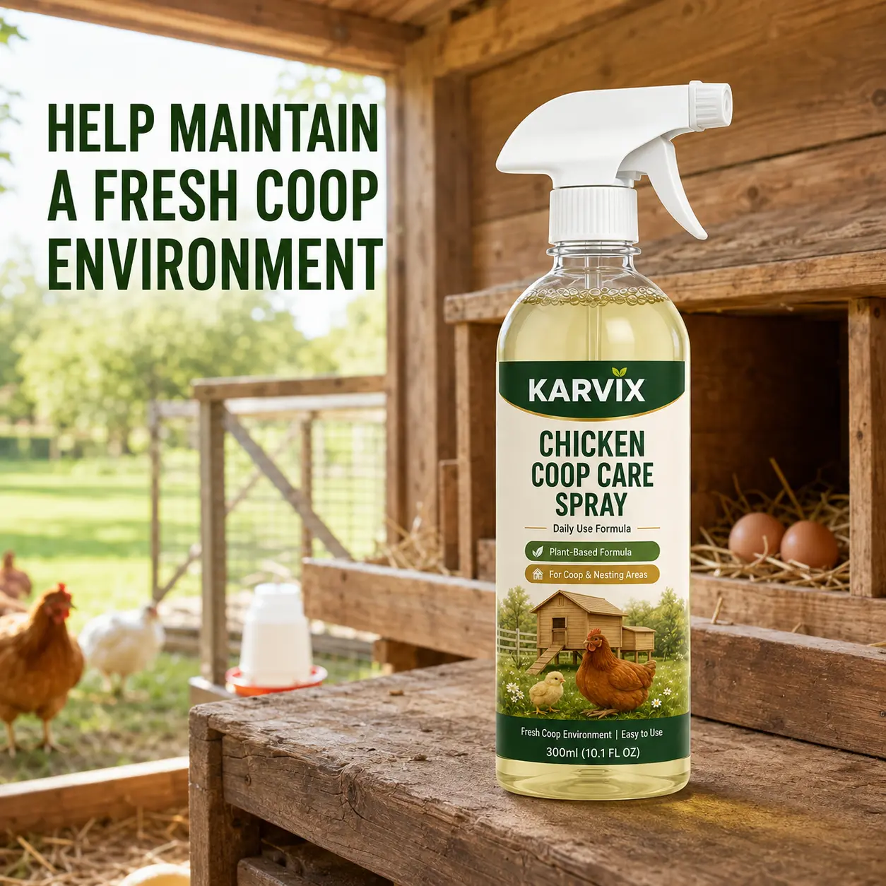 Chicken Coop Cleaner Spray for Backyard and Pet-Safe Odor Eliminator Daily coop Hygiene Care Spray Natural Surface Refreshing Mist  Pet Environments 250ml Essentials Sanitizer