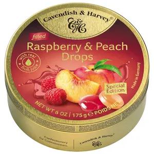 Raspberry & Peach Filled Hard Candy Drops | 6 Ounce Tin