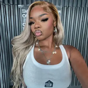 13x6 Ash Brown Blonde Ombre Body Wave Human Hair Wigs HD transparent Lace Frontal Wig Brazilian Remy Hair for Women 180 Density Lace Front Wig Atari