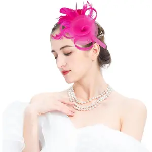 Tulle Flower Fascinators Hats for Women 2025 Derby Outfits for Women Tea Party Derby Hats