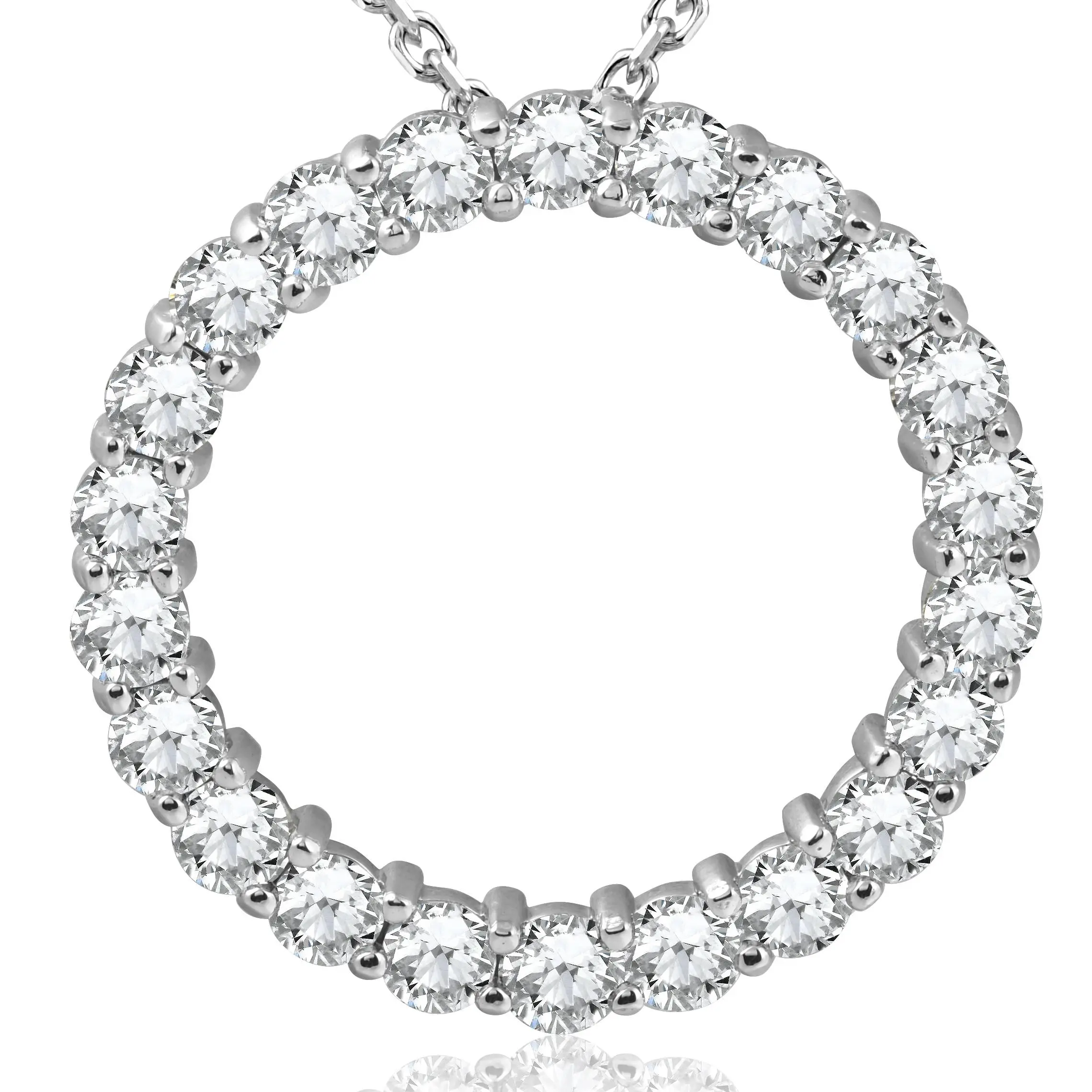5ct Diamond Circle Pendant 14K White Gold Lab Grown