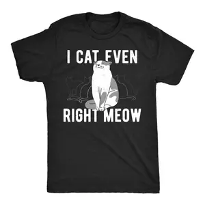 Mens Funny T Shirts I Cant Even Right Meow Sarcastic Cat Joke Tee For Men Mens Funny T Shirts Cool Vintage Fashion T-Shirt Gift Classic Menswear Funny Cat Short Sleeve Novelty Tees for Guys Black -