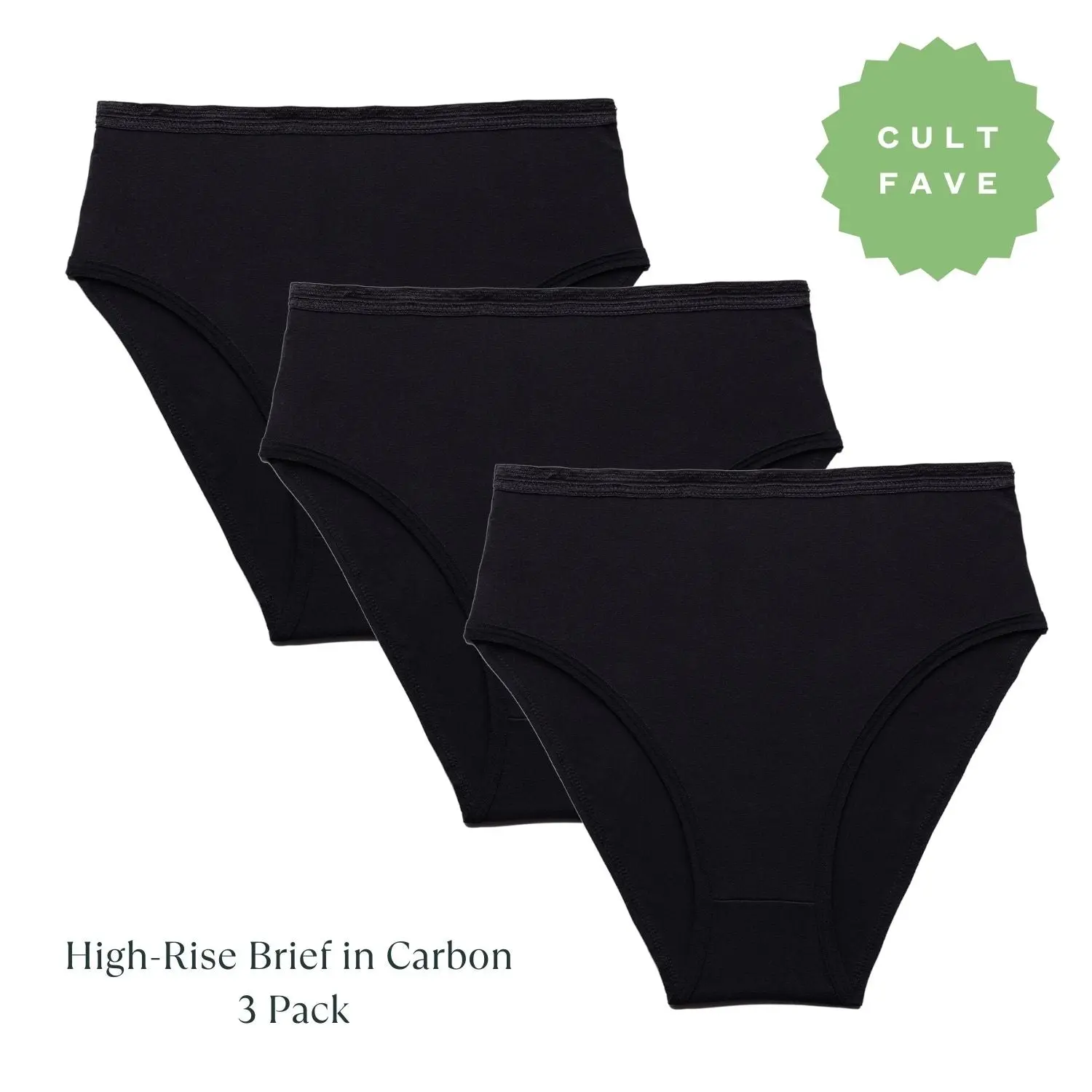 Organic Cotton High-Rise Brief in Carbon 3-Pack