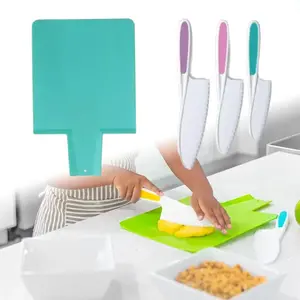 4 Pcs Safe Knife & Cutting Board Set for Boys & Girls,Real Kitchen Tools for Young Teenagers Learning to Cook,Safe & Easy for Begin,Christmas Party Gifts,DIY Hand Tools Kits