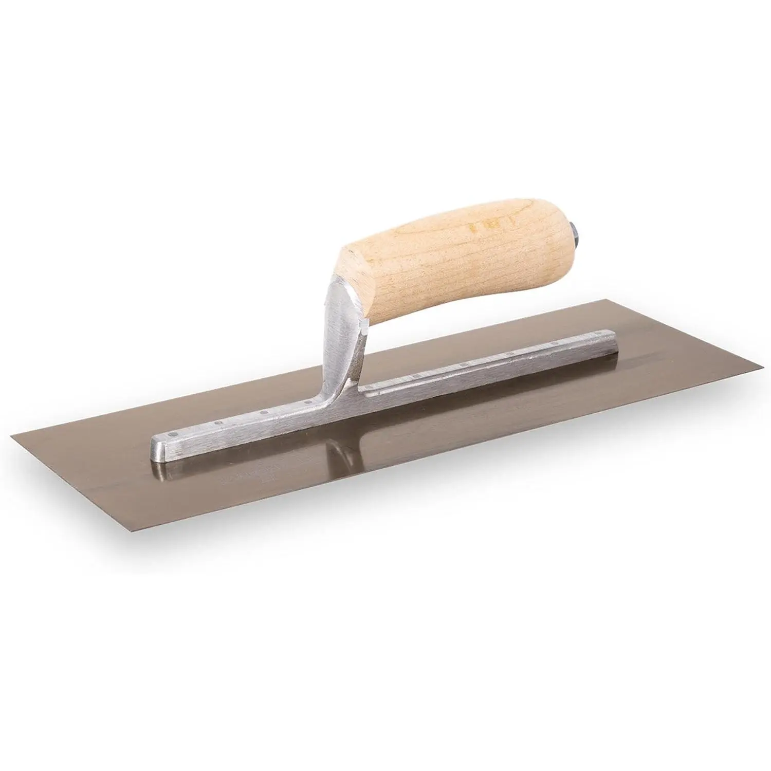 Curry-Style Trowel, 13 Inch, Plaster Tool, Assembled in USA | 13 x 5 Inch Golden Stainless Steel Blade, Xtralite Aluminum Mounting, Camel Back Wood Handle, Plaster Stucco EIFS, 102CST