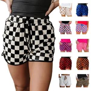 Znacicc Women's Checkered Adjustable Drawstring Elastic Waist Casual Shorts 2025 with Pockets Fitted  Wear,Womenswear