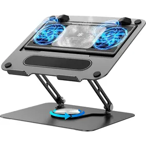 Laptop Cooling Pad with Detachable Fan & Cooler, Adjustable Height & Angle, 360 Rotation Base, Ultra-Quiet, Carbon Steel Framework for MacBook, ,  10-16" Laptop for Tablet, DJ Mixer
