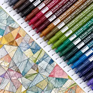 Needle Pen Set, Fine Point Pen with 12/24 Colors, Waterproof Archival Ink, 0.5mm Fineliner Ink Pens for Artist Illustration, Sketching, Anime, Manga, Technical Drawing and Scrapbooking