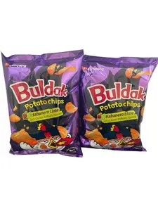 BuldaK Habanero Lime Potato Chips 4.23oz - 2 Bags Spicy & Tangy Snack Perfect for Sharing