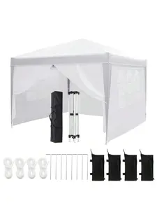 10x10 Heavy Duty Pop Up Canopy Tent With 6 Sidewalls Commercial Outdoor Canopy Wedding Party Tents For Parties All Season Waterproof Gazebo With Storage Bag, Easy Set Up