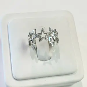 Sterling Silver 925 Star Band Ring Celestial Jewelry