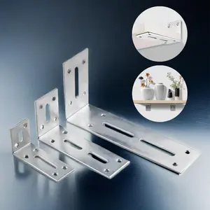 Adjustable L-angle Bracket, Cold-rolled Galvanized Steel Adjustable Corner Brace, 90-Degree Slotted Angle Bracket, Metallic Bracket for Furniture Repair