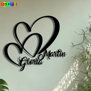 1pc Intertwined Hearts with Gloria Martin Metal Wall Art, Personalized Name Heart Statue Mural, Perfect for Valentines Day, Anniversary Decor, Perfect for Bedroom Living Room Wedding Venue Decor, Ideal Gift for Romantic Decor Enthusiasts.