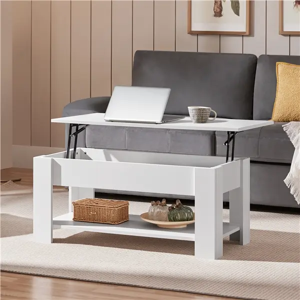 Costoffs 39" Height-Adjustable Gas Lift-Top Modern Coffee Table - Hidden Storage, Convertible Dual-Use, Living Room Furniture for Work & Dining, Living Room Decor, Apartment Furniture