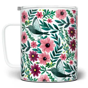 LOFTIPOP Floral Hummingbird Coffee Mug, Spring Nature Flowers Cup, Designed and Printed in the USA by Loftipop