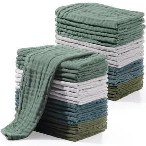 Muslin 20 Pcs Burp Cloths Large 20" x 10" 100% Cotton 6 Layers Ultra Absorbent and Soft Hand Washcloths for Baby Drool and Messes Gentle Burp Cloth for Boys & Girls(Dark Colors)