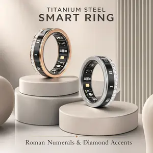 V2  Ring – Heart Rate, Sleep & Cycle Tracker for Women Men, Titanium Steel with Diamond, IP68 Waterproof, No Monthly Fee, Great Gift for Health, Compact & Wearable Multifunctional Bluetooth Smart Glasses