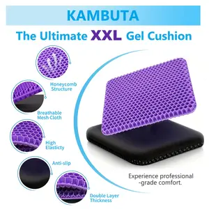XXL Honeycomb Gel Seat Cushion 20"x20", Double Layer Cooling Gel Cushion for Long Sitting, Breathable Pressure Relief Chair Pad, Soft Shock-Absorbing Support for Office Chair, Car, Truck & Wheelchair
