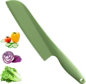 Lettuce Knife, 11 inch Nylon knife, Plastic Lettuce Knife to Prevent Browning, Dishwasher Safe (1, Green)