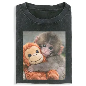 PUNCH MONKEY Tshirt, Unisex Vintage Crew Neck Regular Fit Cotton Fabric Casual Comfort Breathable Short Sleeve Funny T-shirts Fashion Men&Women's Top for Streetwear 022809