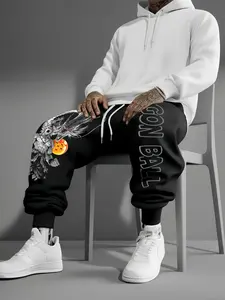 Dragon Ball Graphic Print Casual Pants, Men's Heavyweight Joggers, Women's Fitted Skinnies, Drawstring Waist, Pockets, All-Season Wear