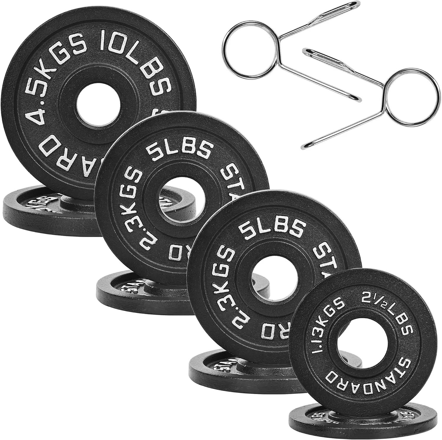 45 LB Olympic Cast Iron Weight Plate Set, 2-Inch Weight Plates for Strength Training & Weightlifting