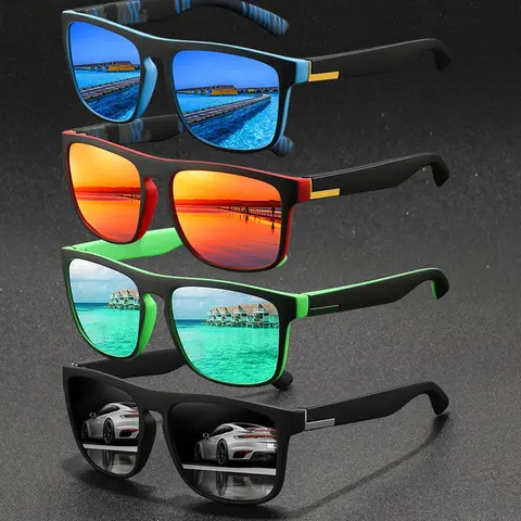 4 pairs of retro contrasting square glasses, with contrasting splicing frame, Lightweight polycarbonate frame, and soft rubber nose pad, lightweight and comfortable to wear, suitable for driving, Unisex Lightweight Sunglasses