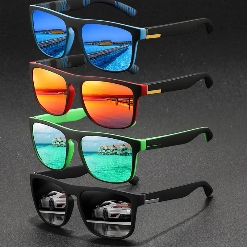 4 pairs of retro contrasting square glasses, with contrasting splicing frame, Lightweight polycarbonate frame, and soft rubber nose pad, lightweight and comfortable to wear, suitable for driving, Unisex Lightweight Sunglasses